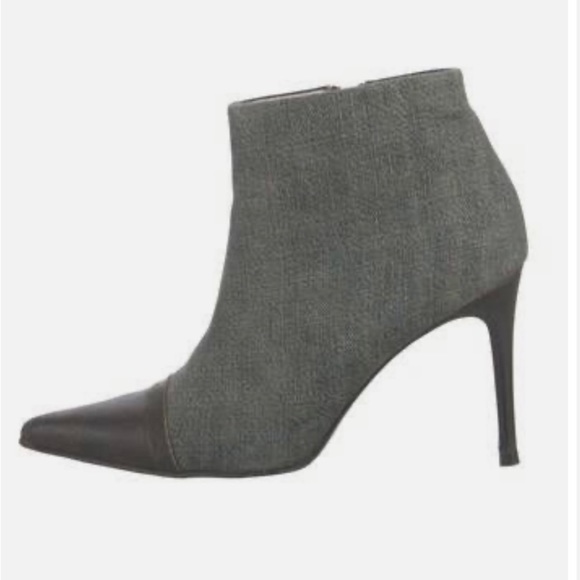 CHANEL Vintage Wash denim & leather heel high cut short boots EU 9 38 US - Picture 6 of 14